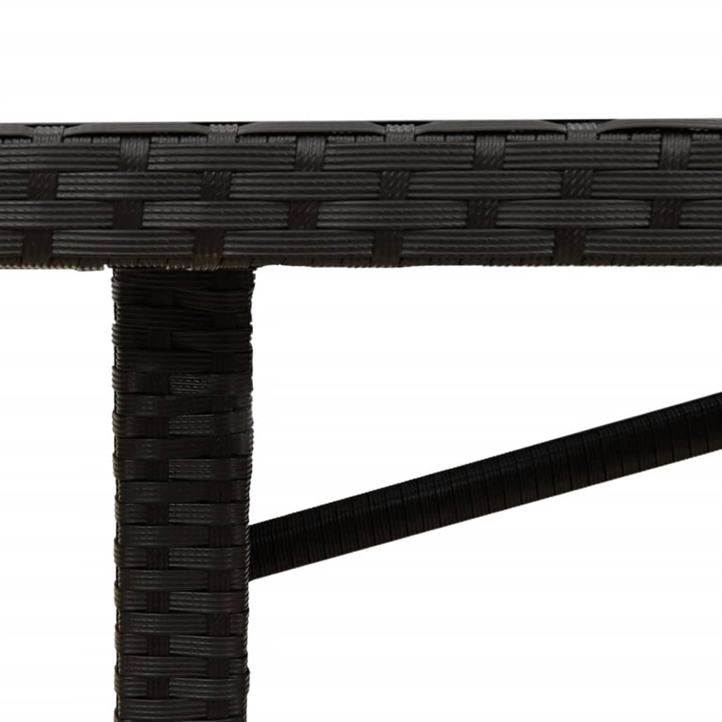 fekete polyrattan kerti asztal akácfa lappal 190 x 80 x 75 cm