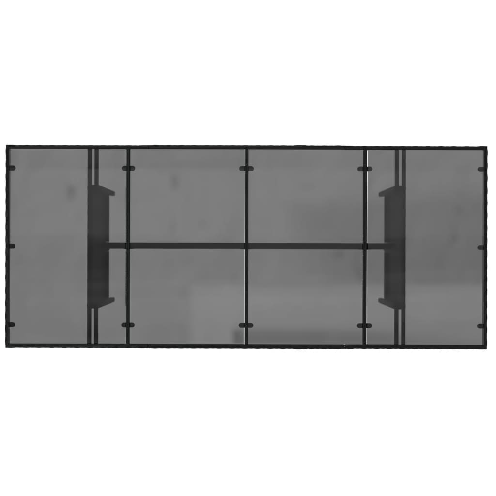 fekete polyrattan üveglapos kerti asztal 190 x 80 x 75 cm