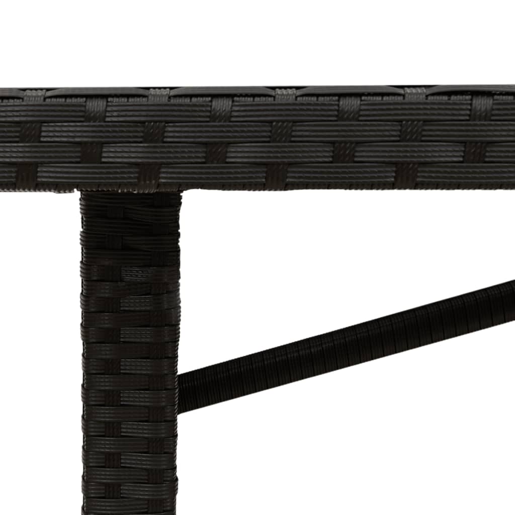 fekete polyrattan üveglapos kerti asztal 190 x 80 x 75 cm