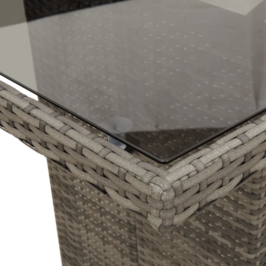 szürke polyrattan üveglapos kerti asztal 190 x 80 x 75 cm