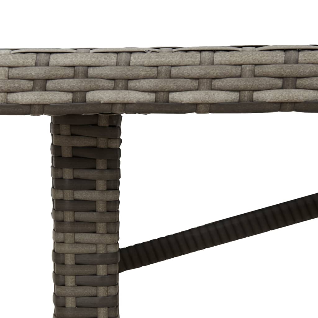 szürke polyrattan üveglapos kerti asztal 190 x 80 x 75 cm