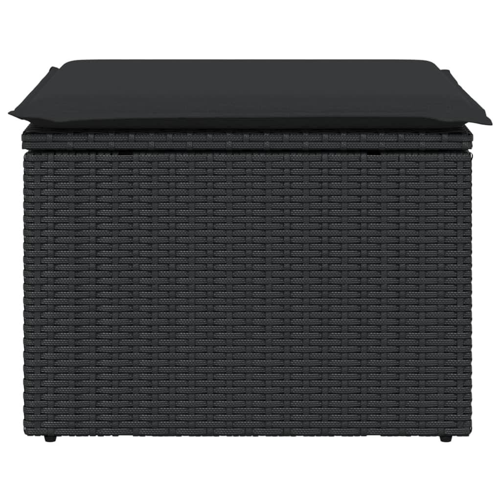 fekete polyrattan kerti ülőke párnával 55 x 55 x 37 cm