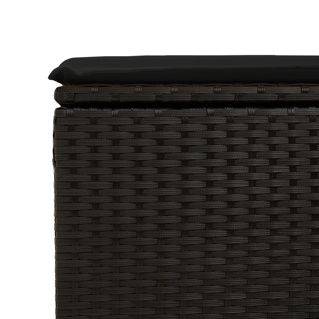 fekete polyrattan kerti ülőke párnával 55 x 55 x 37 cm