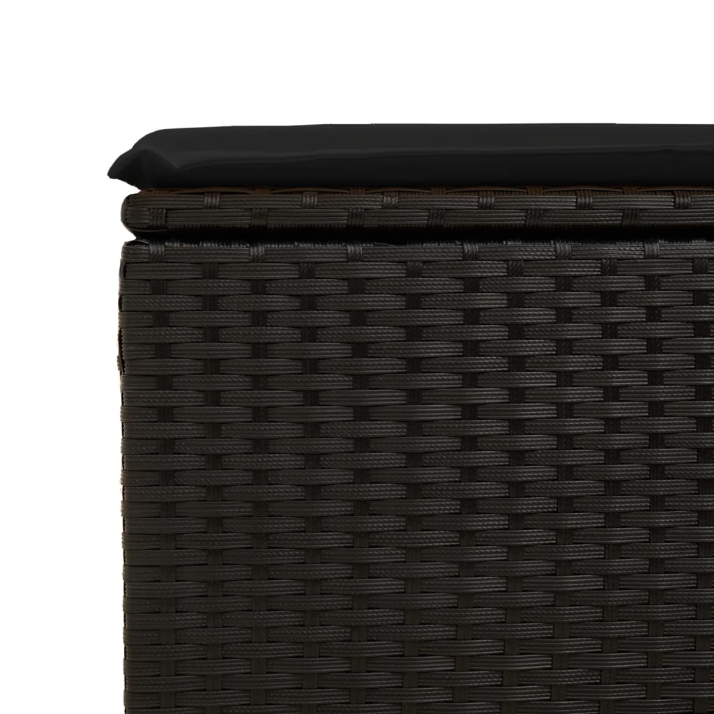 fekete polyrattan kerti ülőke párnával 55 x 55 x 37 cm