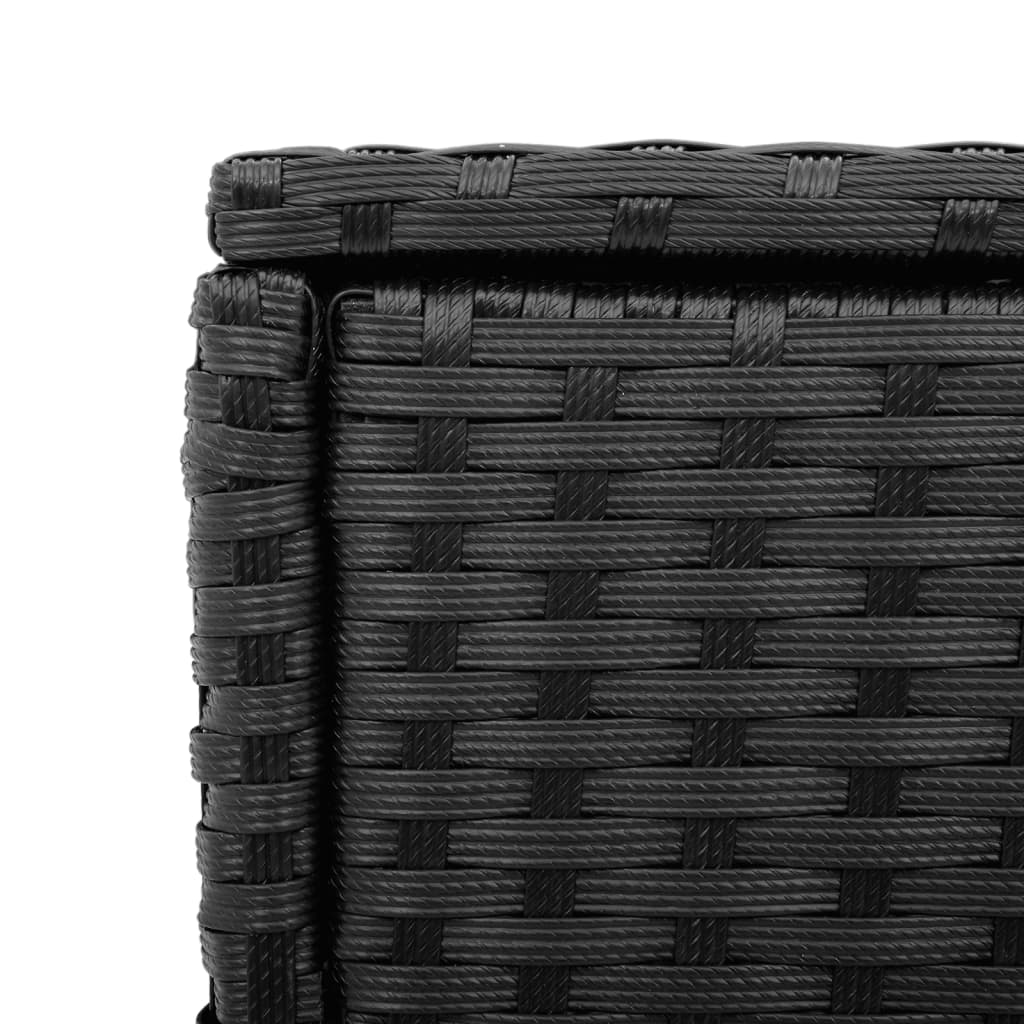 fekete polyrattan üveglapos kerti kisasztal 58 x 27,5 x 55 cm
