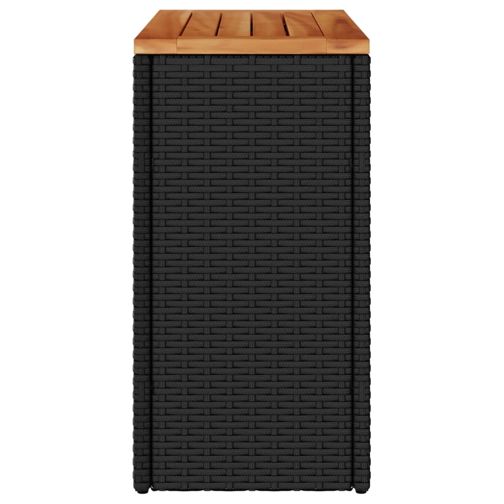 fekete polyrattan kerti kisasztal falappal 58 x 27,5 x 55 cm