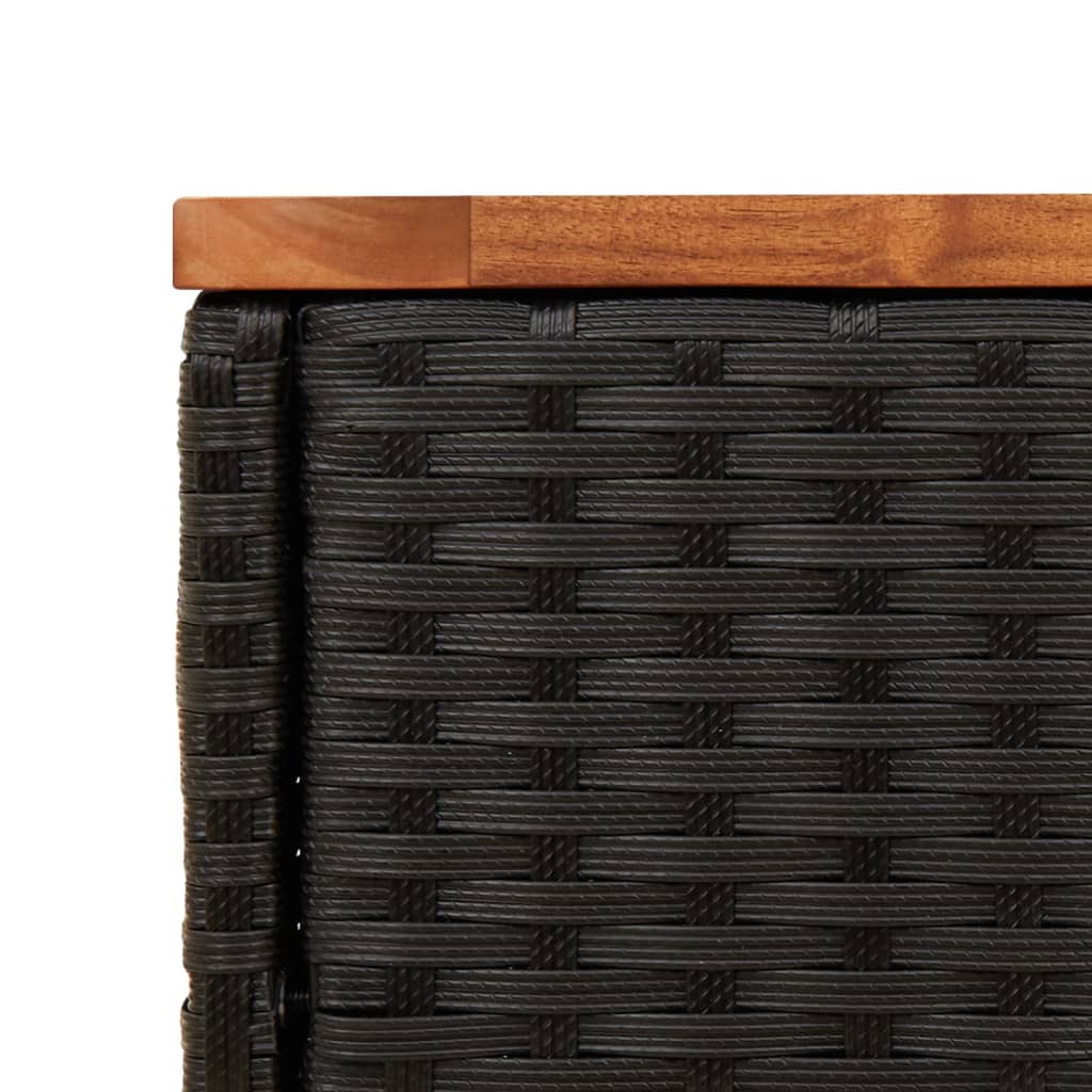 fekete polyrattan kerti kisasztal falappal 58 x 27,5 x 55 cm