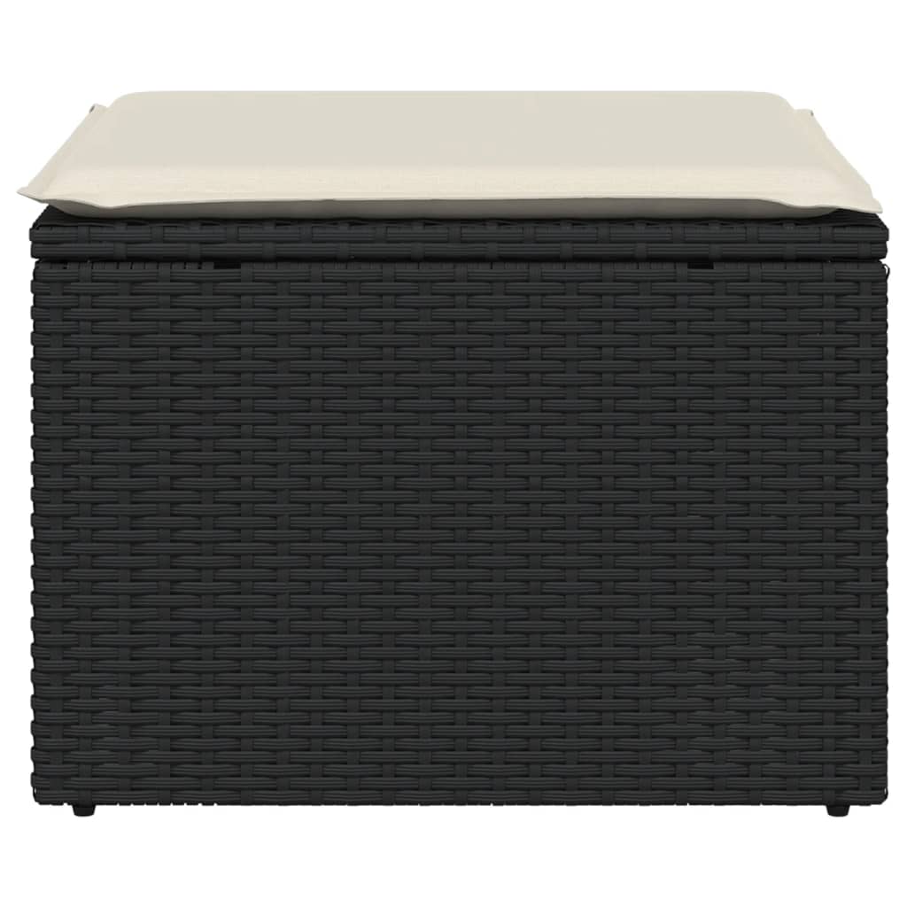 fekete polyrattan kerti szék párnával 55 x 55 x 37 cm