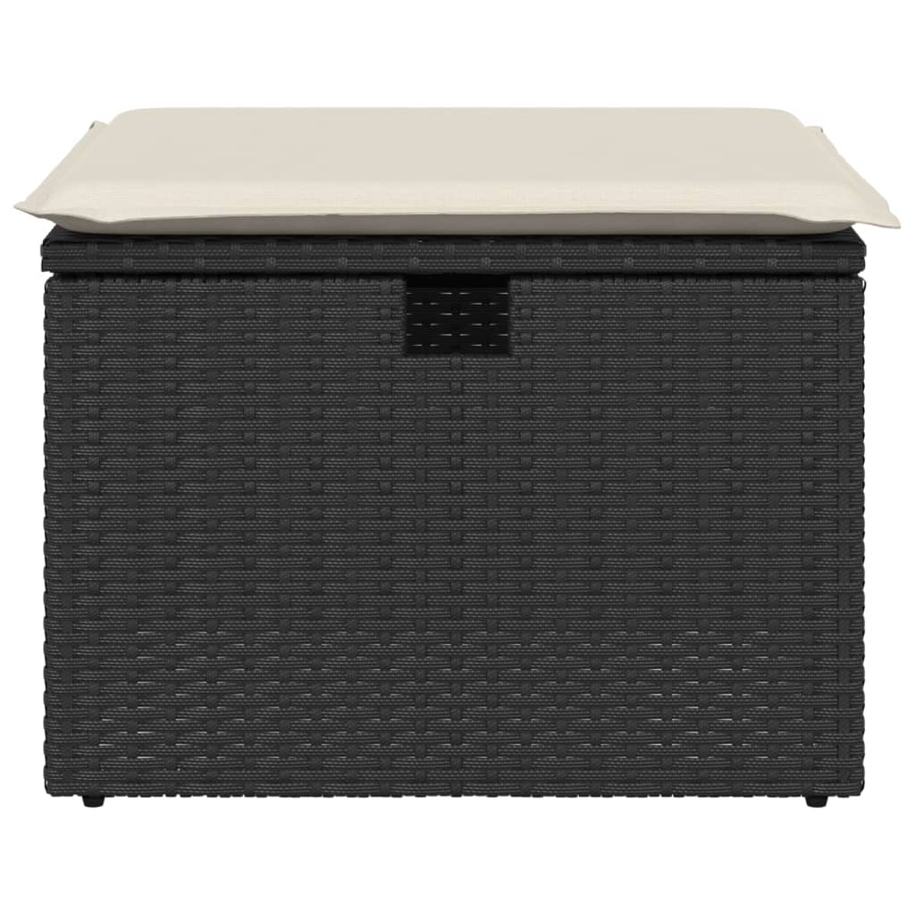 fekete polyrattan kerti szék párnával 55 x 55 x 37 cm