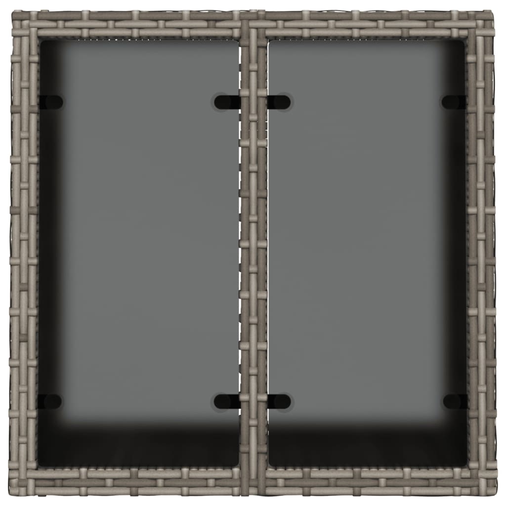 szürke polyrattan üveglapos kerti asztal 55 x 55 x 37 cm