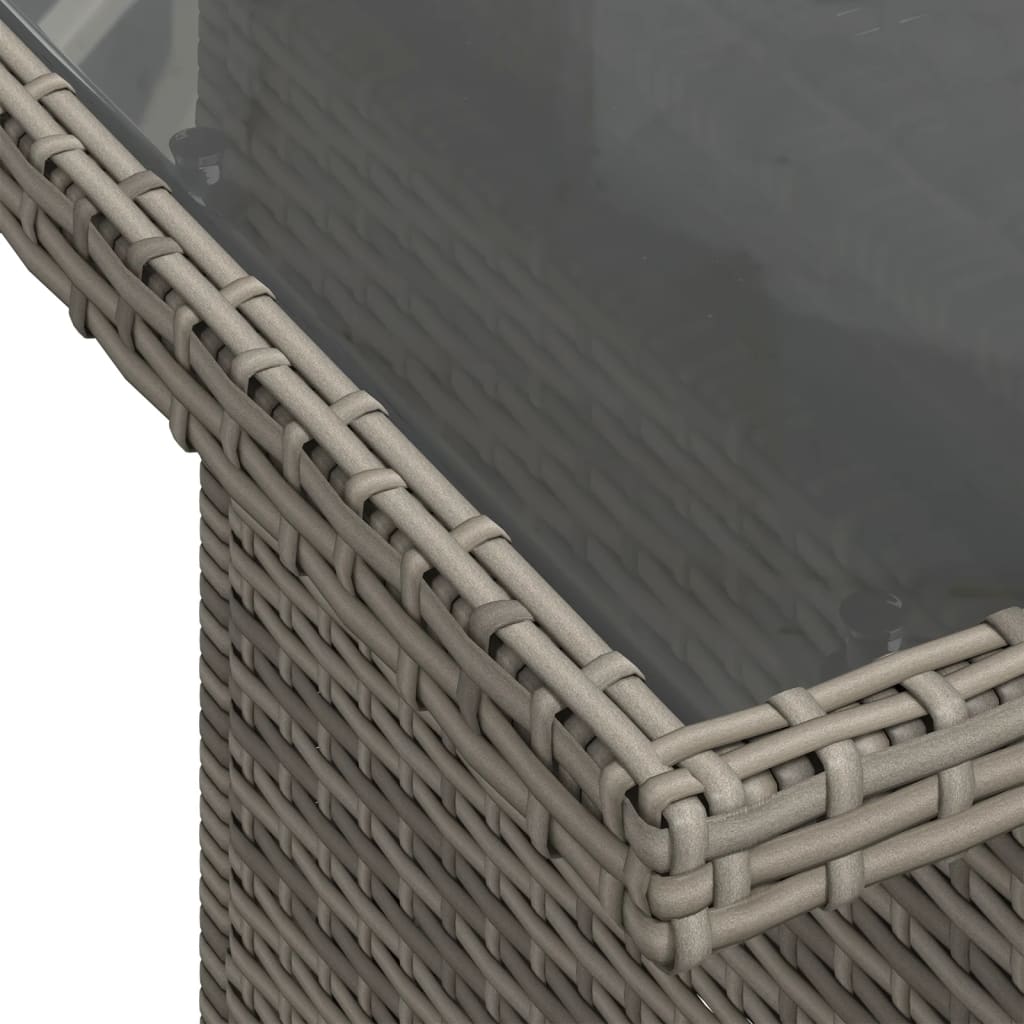 szürke polyrattan üveglapos kerti asztal 100x55x73 cm