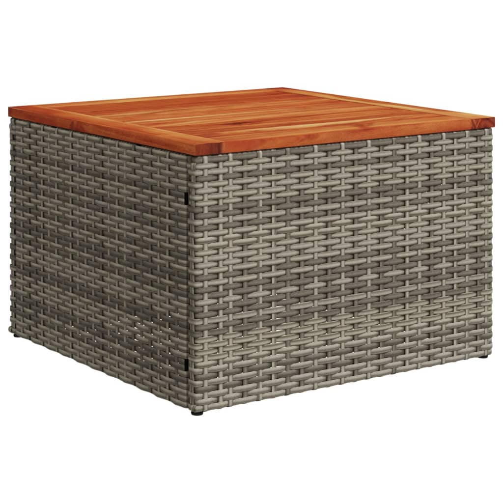 szürke polyrattan és akácfa kerti asztal 55 x 55 x 37 cm