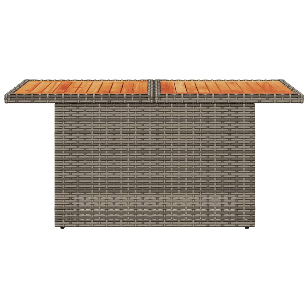 szürke polyrattan és akácfa kerti asztal 100 x 55 x 73 cm