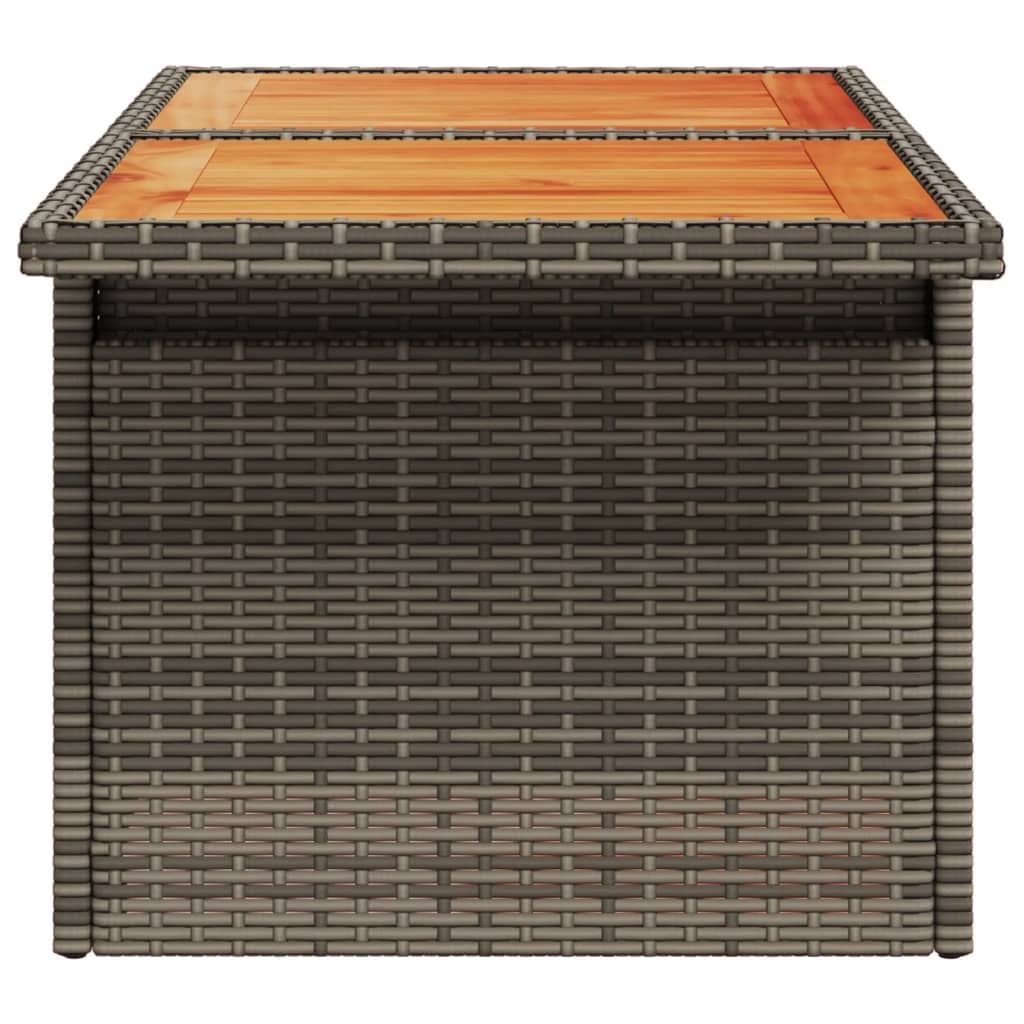szürke polyrattan és akácfa kerti asztal 100 x 55 x 73 cm