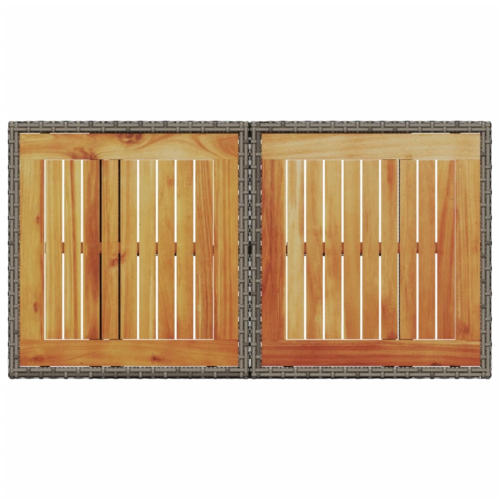 szürke polyrattan és akácfa kerti asztal 100 x 55 x 73 cm