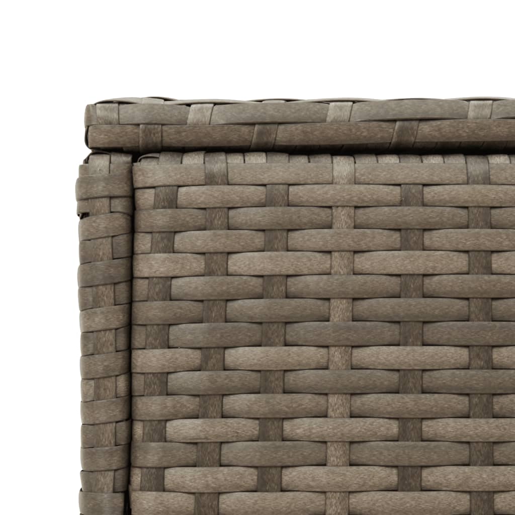 szürke polyrattan kerti kisasztal üveg lappal 58 x 27,5 x 55 cm