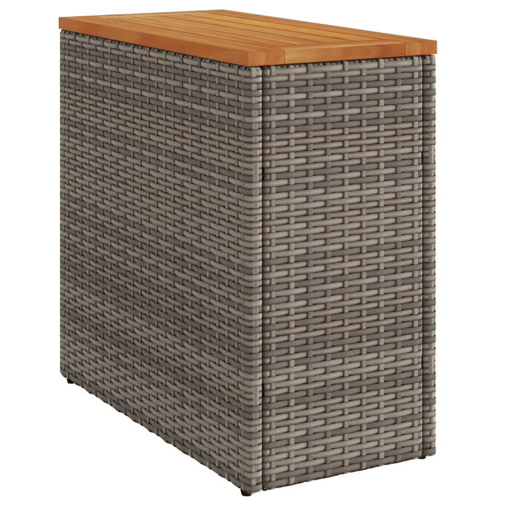 szürke polyrattan falapos kerti kisasztal 58 x 27,5 x 55 cm