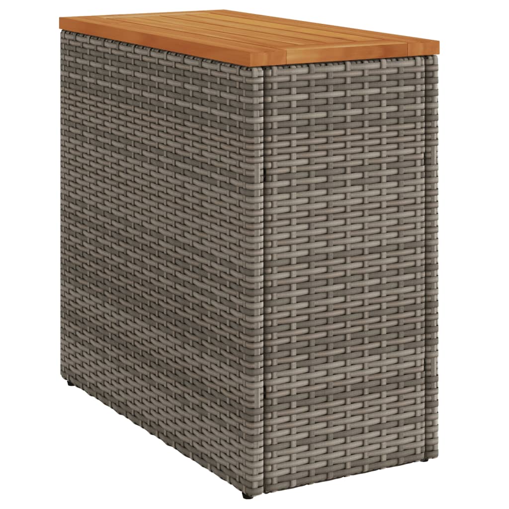 szürke polyrattan falapos kerti kisasztal 58 x 27,5 x 55 cm