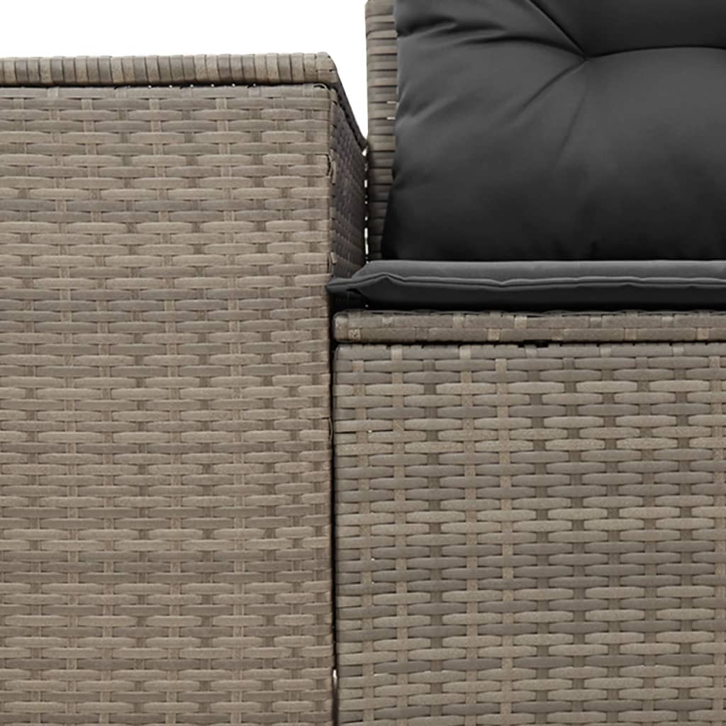 2 személyes szürke polyrattan kerti kanapé párnával