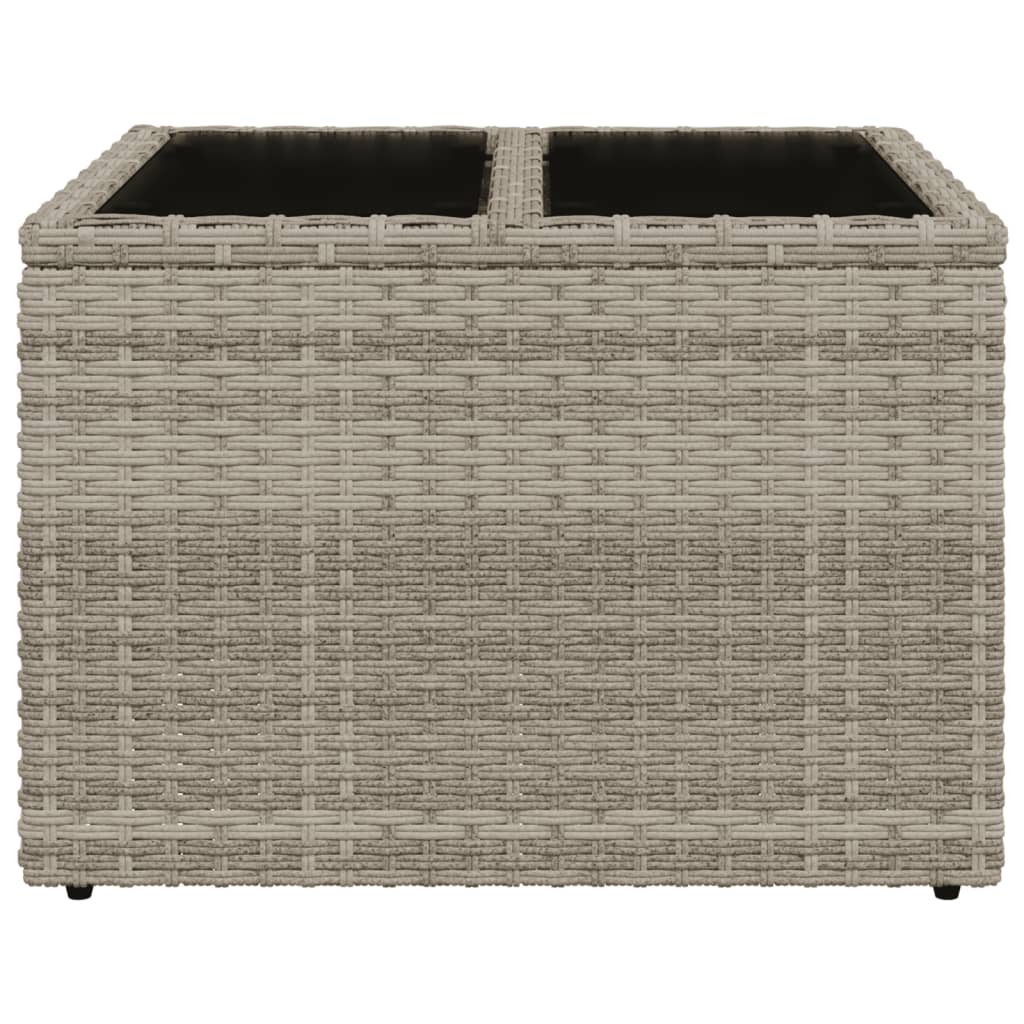 világosszürke polyrattan üveglapos kerti asztal 55x55x37 cm