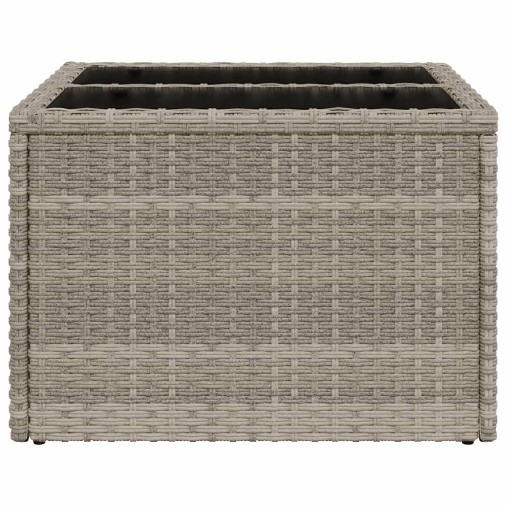világosszürke polyrattan üveglapos kerti asztal 55x55x37 cm