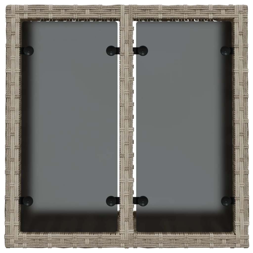 világosszürke polyrattan üveglapos kerti asztal 55x55x37 cm