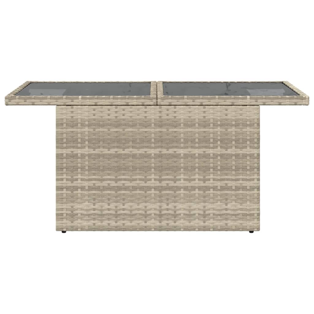 szürke polyrattan üveglapos kerti asztal 100x55x73 cm