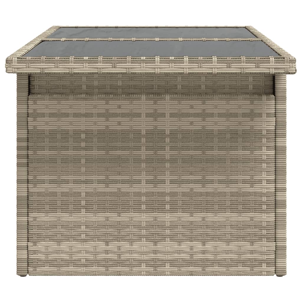 szürke polyrattan üveglapos kerti asztal 100x55x73 cm