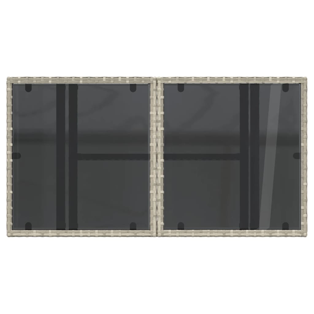 szürke polyrattan üveglapos kerti asztal 100x55x73 cm