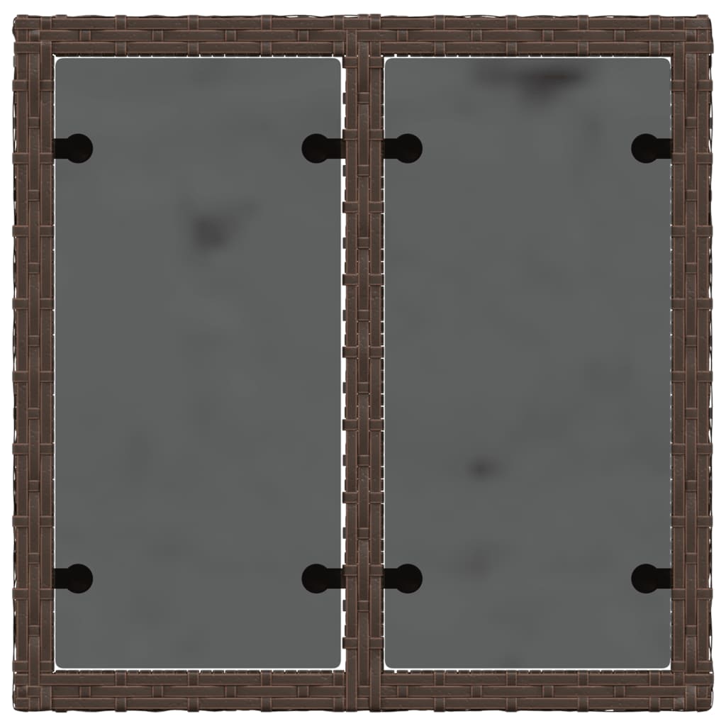 barna polyrattan üveglapos kerti asztal 55 x 55 x 37 cm