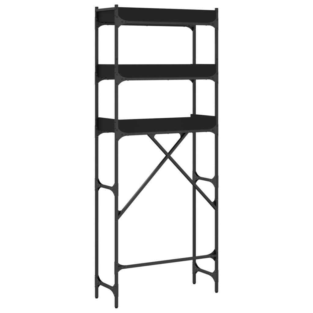 fekete szerelt fa mosógéppolc 67 x 25 x 163 cm