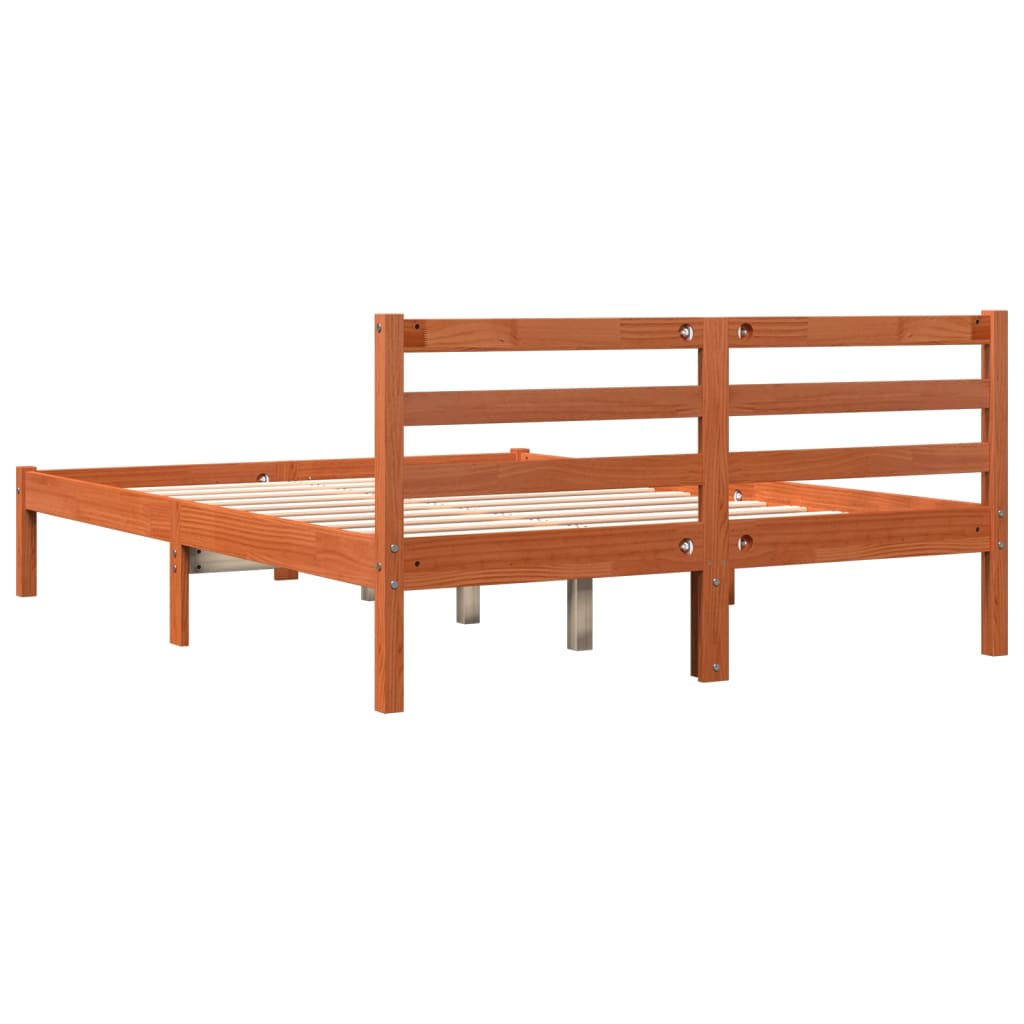 viaszbarna tömör fenyőfa ágy matrac nélkül 120 x 190 cm