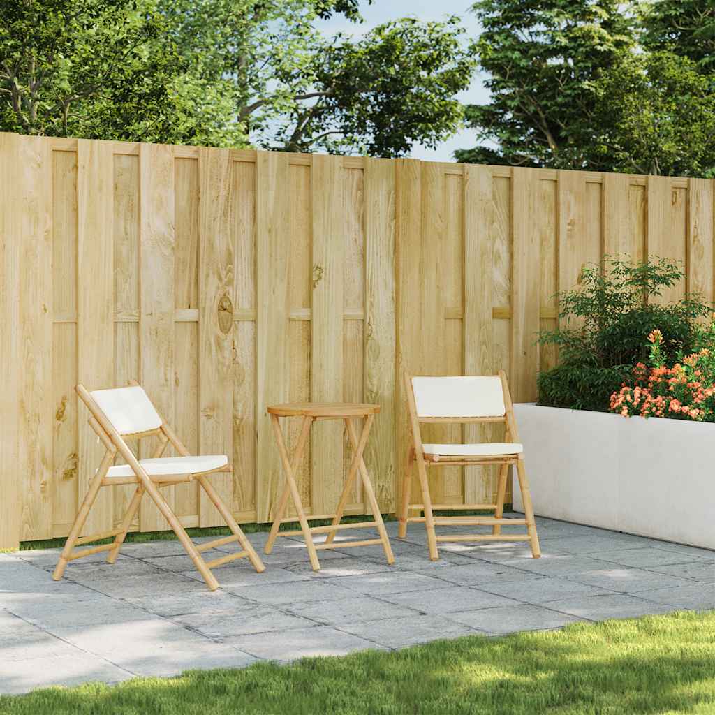 3 részes bambusz összecsukható bisztrószett párnákkal