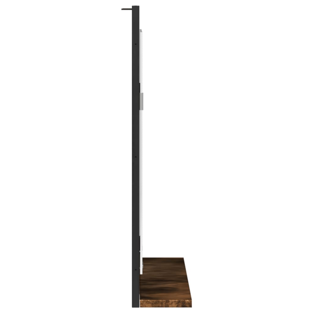 füstölt tölgy szerelt fa fürdőszobai tükör polccal 50x12x60 cm