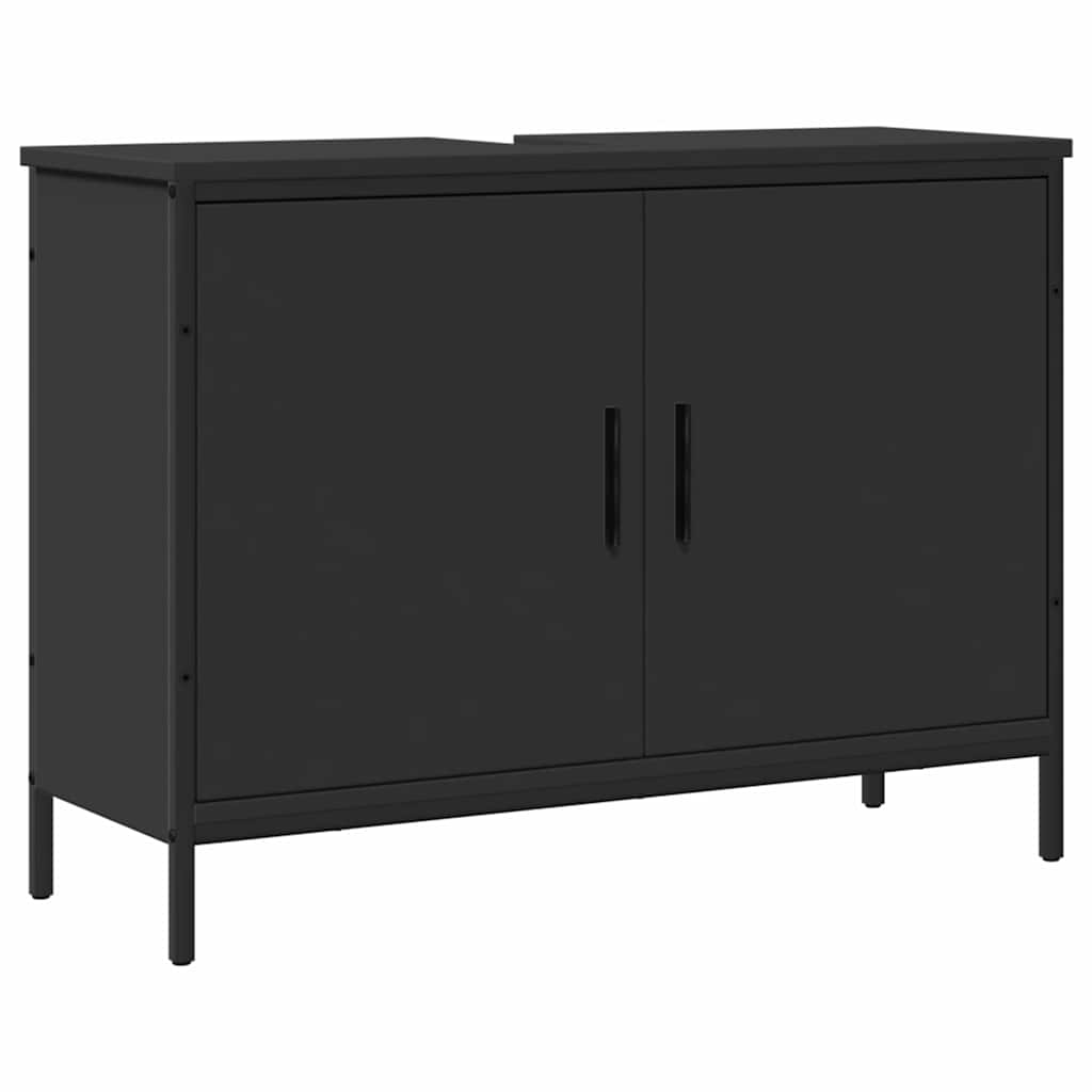 fekete szerelt fa fürdőszobai mosdószekrény 80 x 30 x 60 cm
