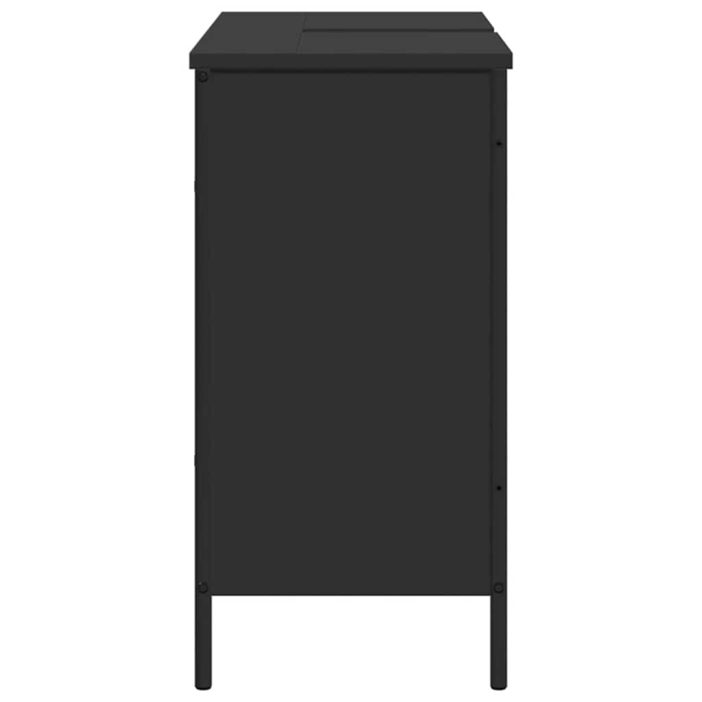 fekete szerelt fa fürdőszobai mosdószekrény 80 x 30 x 60 cm