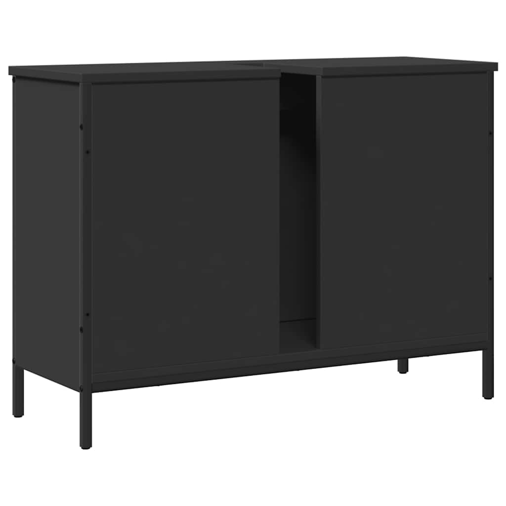 fekete szerelt fa fürdőszobai mosdószekrény 80 x 30 x 60 cm