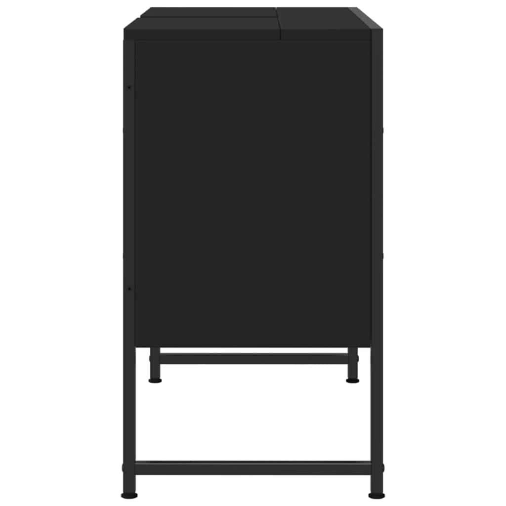 fekete szerelt fa fürdőszobai mosdószekrény 80 x 33 x 60 cm