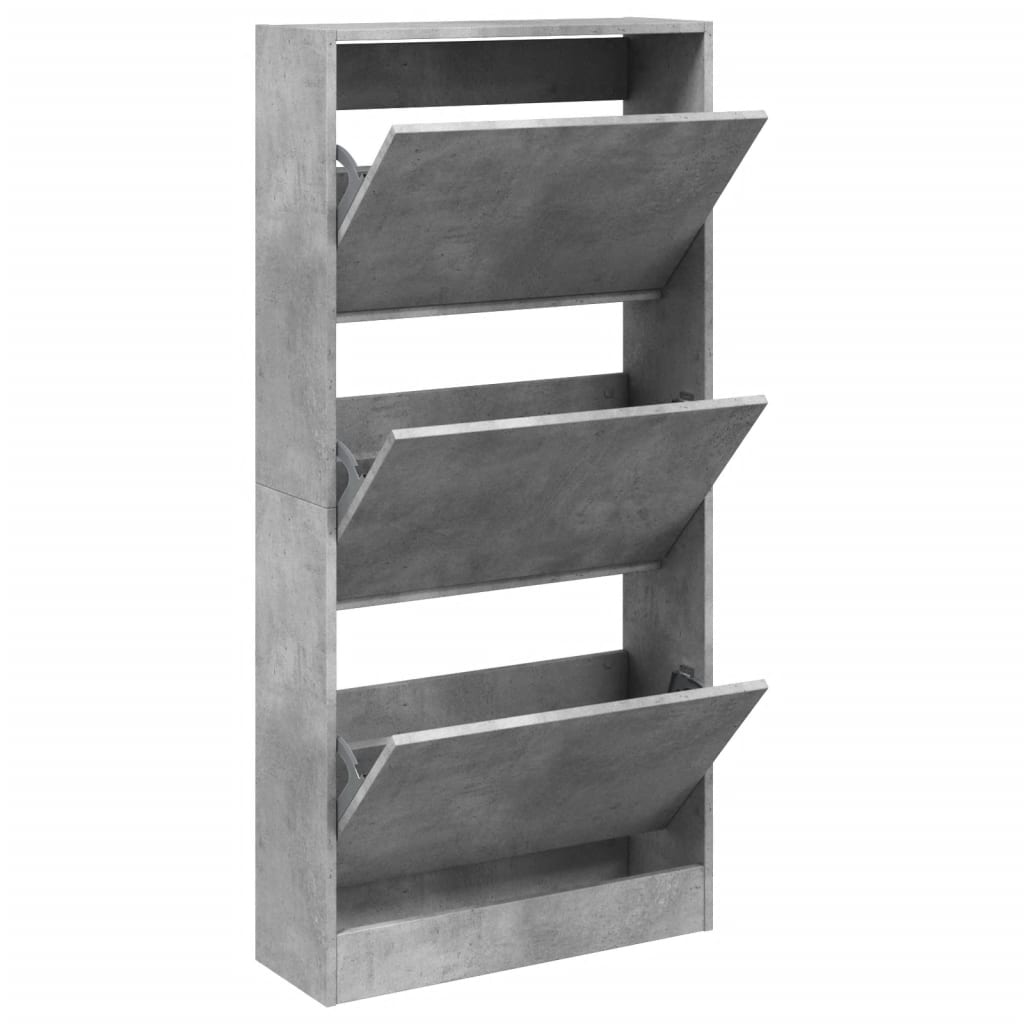 betonszürke szerelt fa cipőszekrény 60 x 21 x 125,5 cm