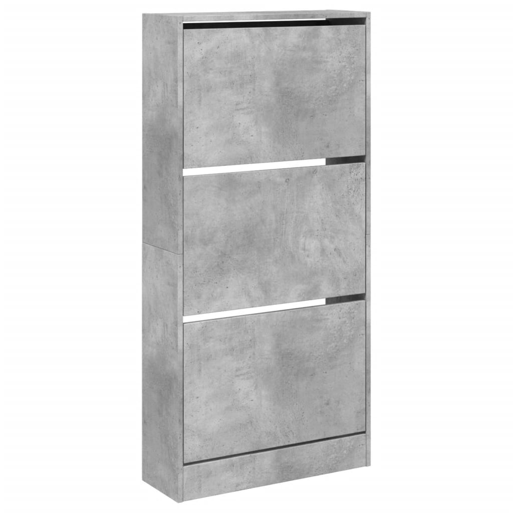 betonszürke szerelt fa cipőszekrény 60 x 21 x 125,5 cm