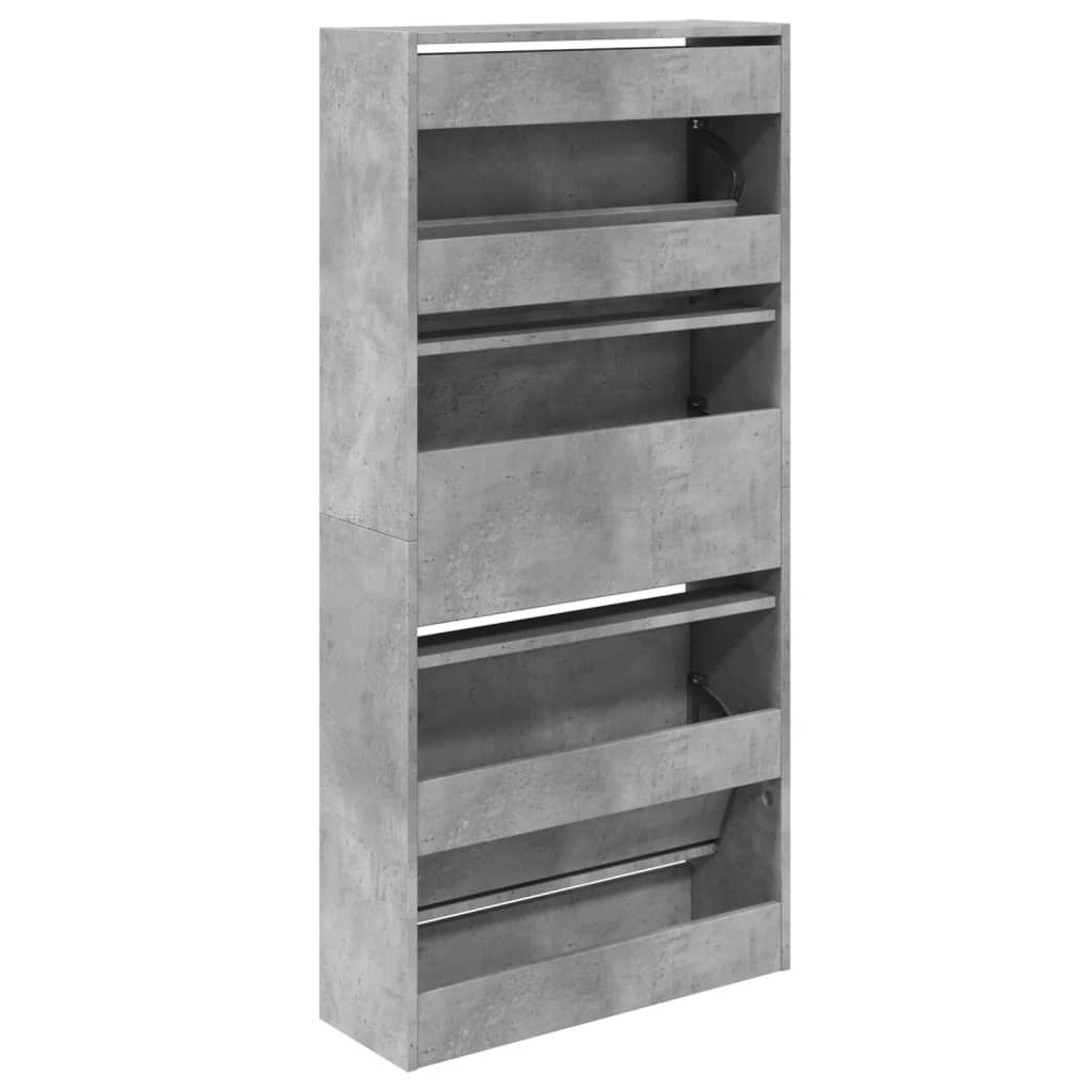 betonszürke szerelt fa cipőszekrény 60 x 21 x 125,5 cm
