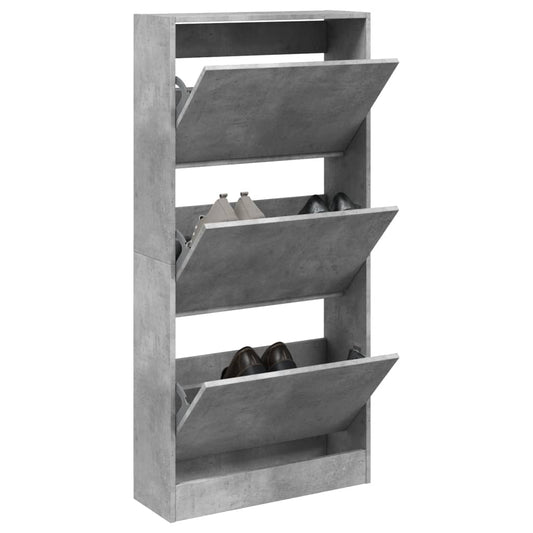 betonszürke szerelt fa cipőszekrény 60 x 21 x 125,5 cm