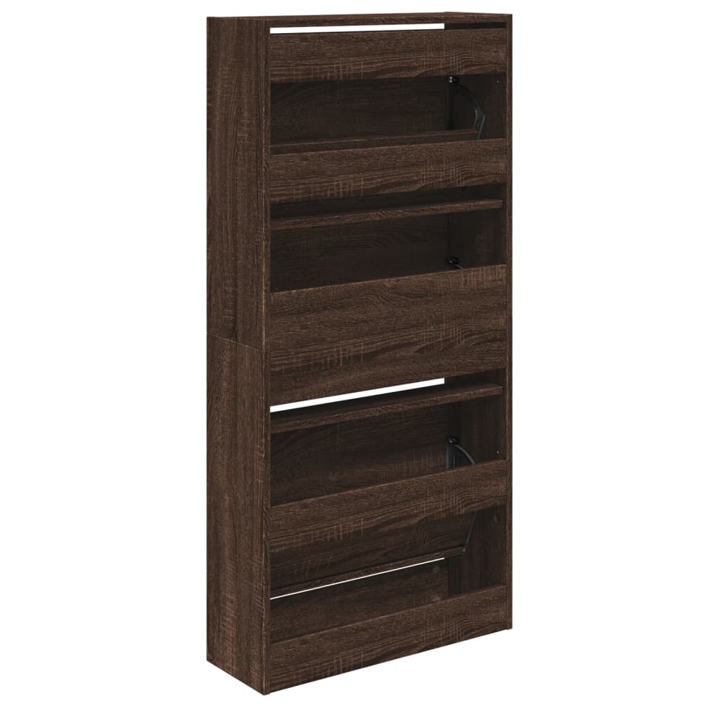 barna tölgyszínű szerelt fa cipőszekrény 60x 21 x 125,5 cm