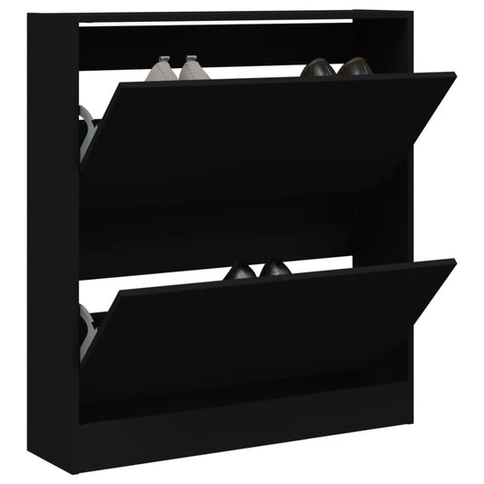 fekete szerelt fa cipőszekrény 80 x 21x 87,5 cm