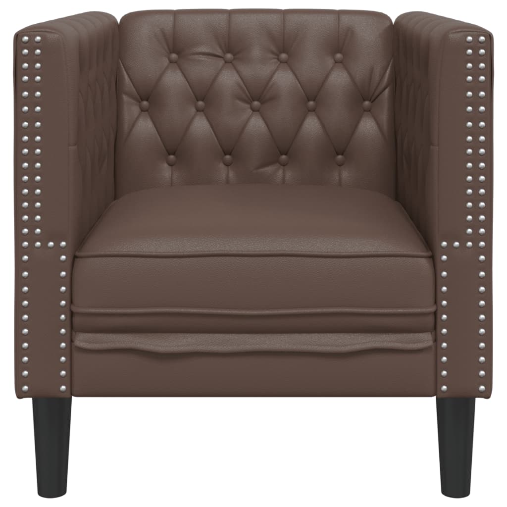 barna műbőr Chesterfield kanapéfotel