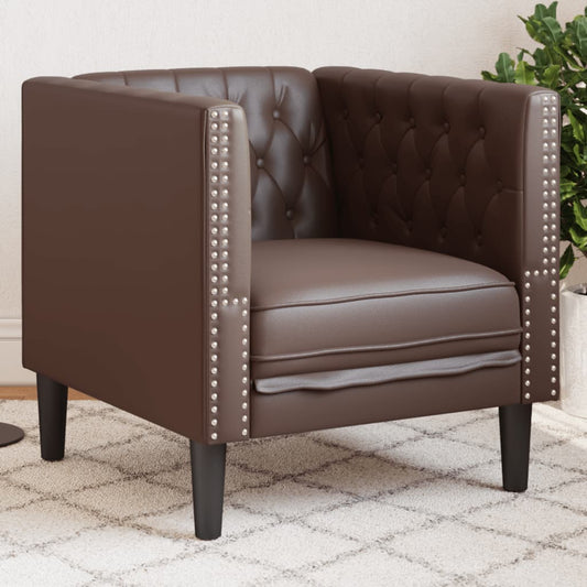 barna műbőr Chesterfield kanapéfotel