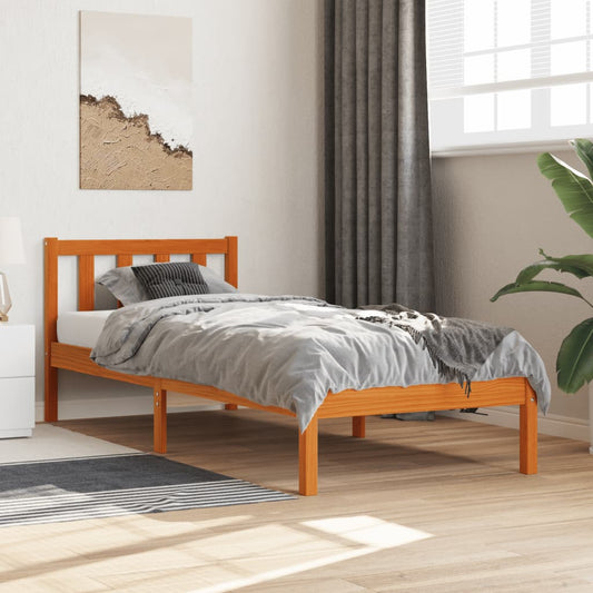 viaszbarna tömör fenyőfa ágy matrac nélkül 75 x 190 cm