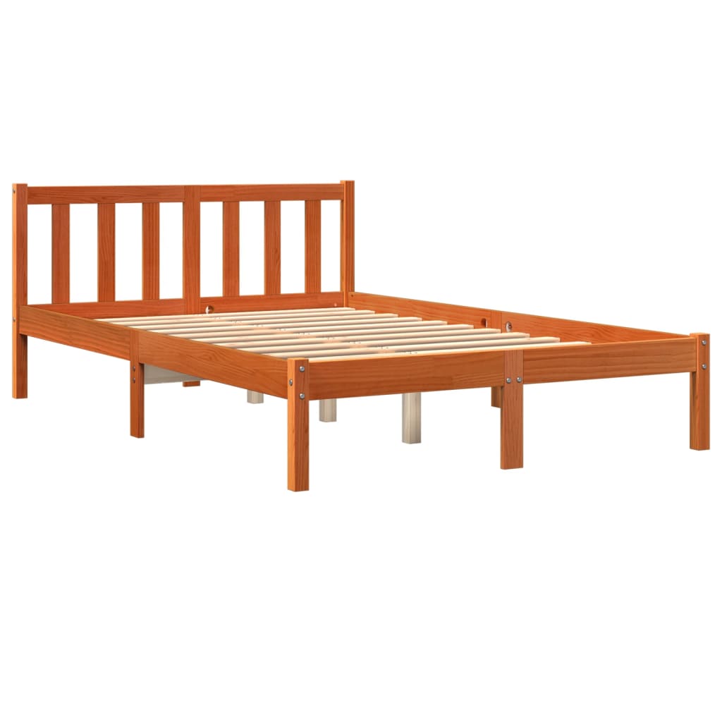 viaszbarna tömör fenyőfa ágy matrac nélkül 120 x 190 cm