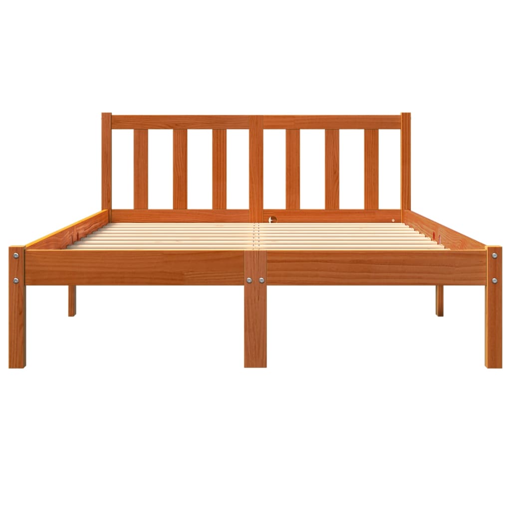viaszbarna tömör fenyőfa ágy matrac nélkül 120 x 190 cm