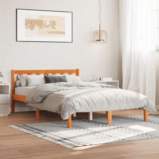 viaszbarna tömör fenyőfa ágy matrac nélkül 120 x 190 cm